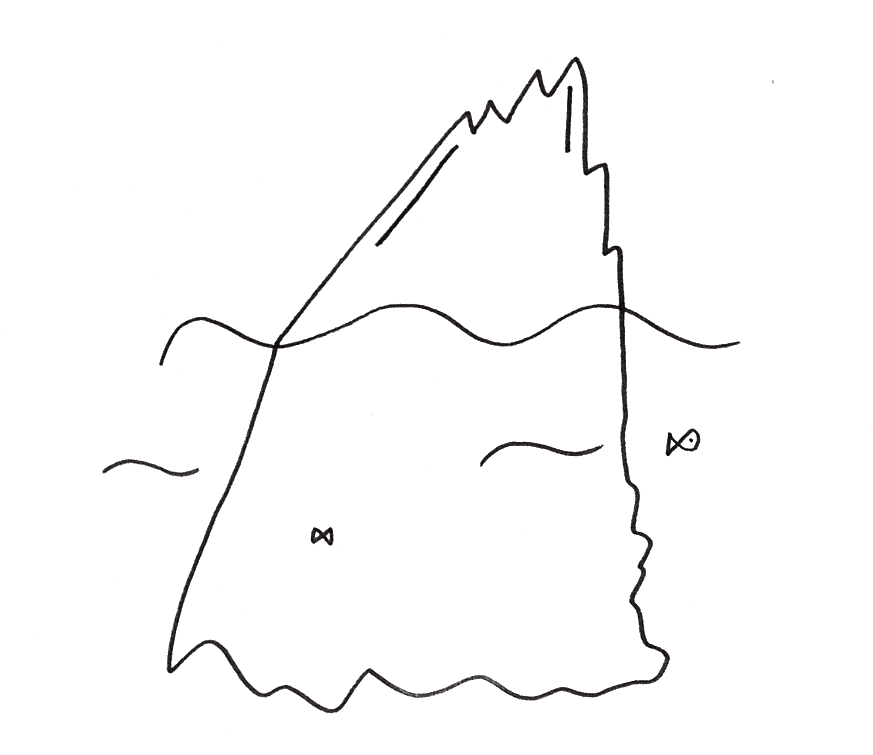 Berg half onder water