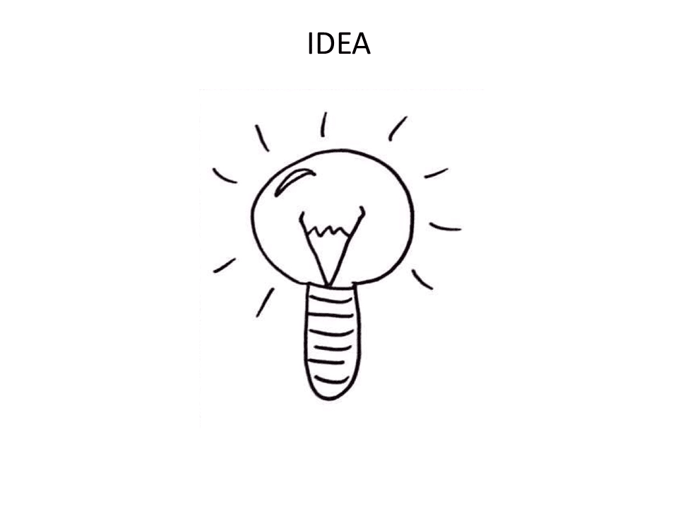 Tekening idee icoon gloeiende lamp
