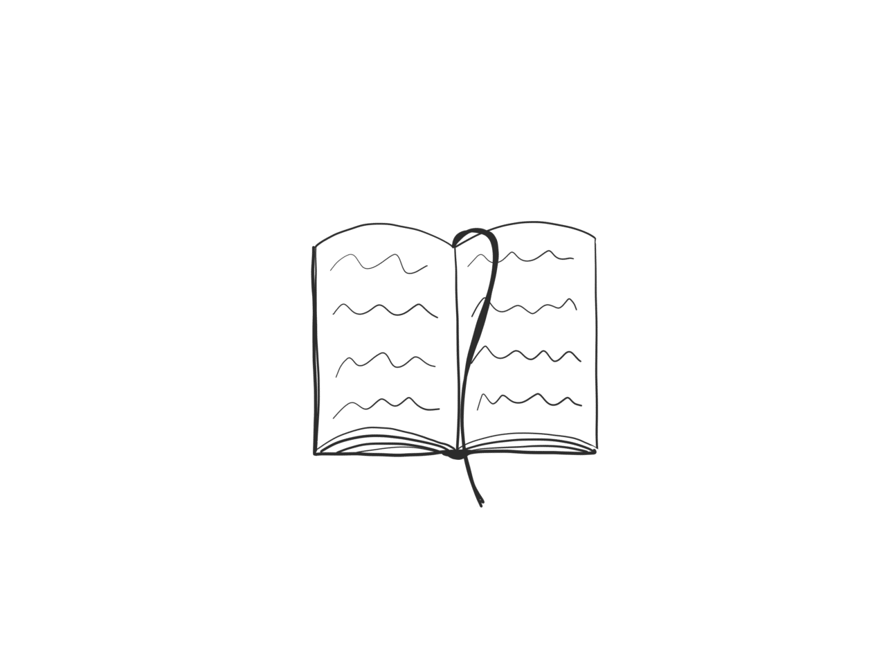 Tekening boek met boekenlegger
