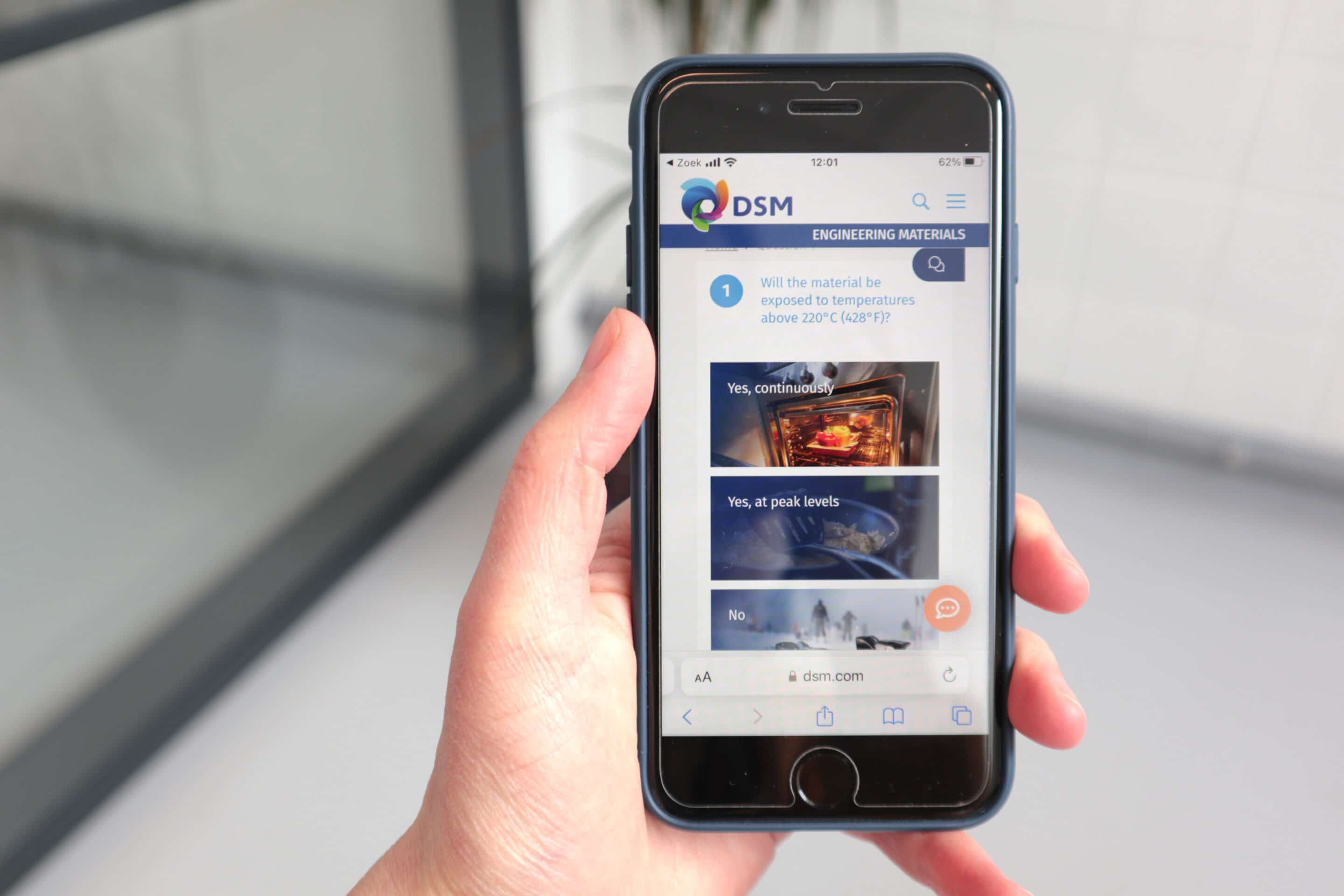 DSM mobiel materialen selectie tool